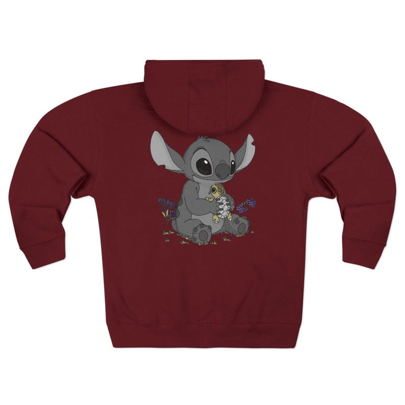 Ohana Stitch Tortoise Unisex Zip Hoodie, Forget Me Not Flower Design, Family Sweatshirt, Cute Hooded Jacket, Unique Gift, Stitch Lover image 13