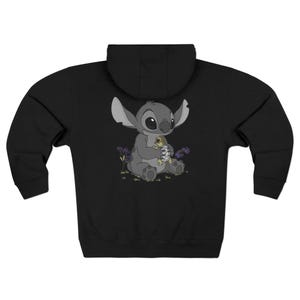 Ohana Stitch Tortoise Unisex Zip Hoodie, Forget Me Not Flower Design, Family Sweatshirt, Cute Hooded Jacket, Unique Gift, Stitch Lover image 7