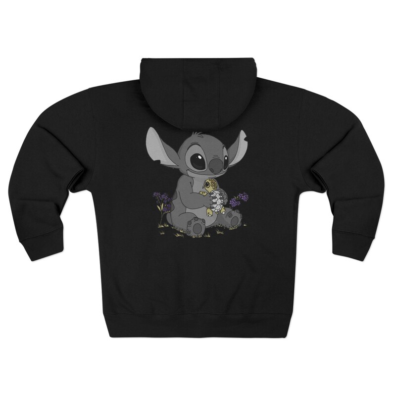 Ohana Stitch Tortoise Unisex Zip Hoodie, Forget Me Not Flower Design, Family Sweatshirt, Cute Hooded Jacket, Unique Gift, Stitch Lover image 7