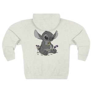 Ohana Stitch Tortoise Unisex Zip Hoodie, Forget Me Not Flower Design, Family Sweatshirt, Cute Hooded Jacket, Unique Gift, Stitch Lover image 9