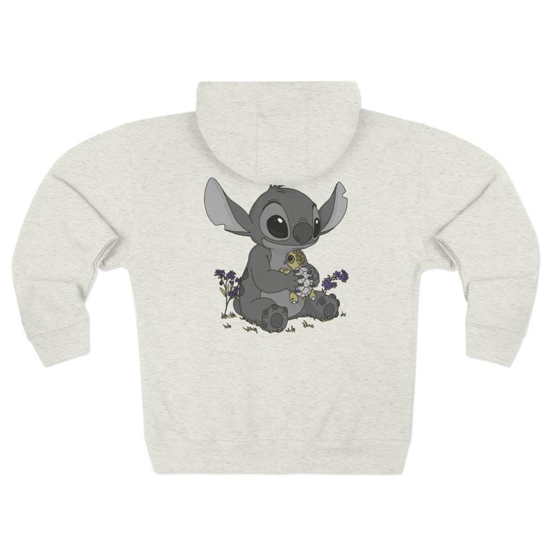 Ohana Stitch Tortoise Unisex Zip Hoodie, Forget Me Not Flower Design, Family Sweatshirt, Cute Hooded Jacket, Unique Gift, Stitch Lover image 9