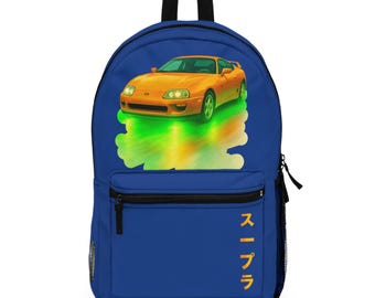 Sac à dos en polyester inspiré du supra : amateur de voitures de sport streetwear
