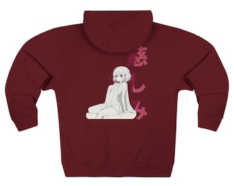 Anime Girl Zip Hoodie – Combed Cotton Blend, Otaku Streetwear