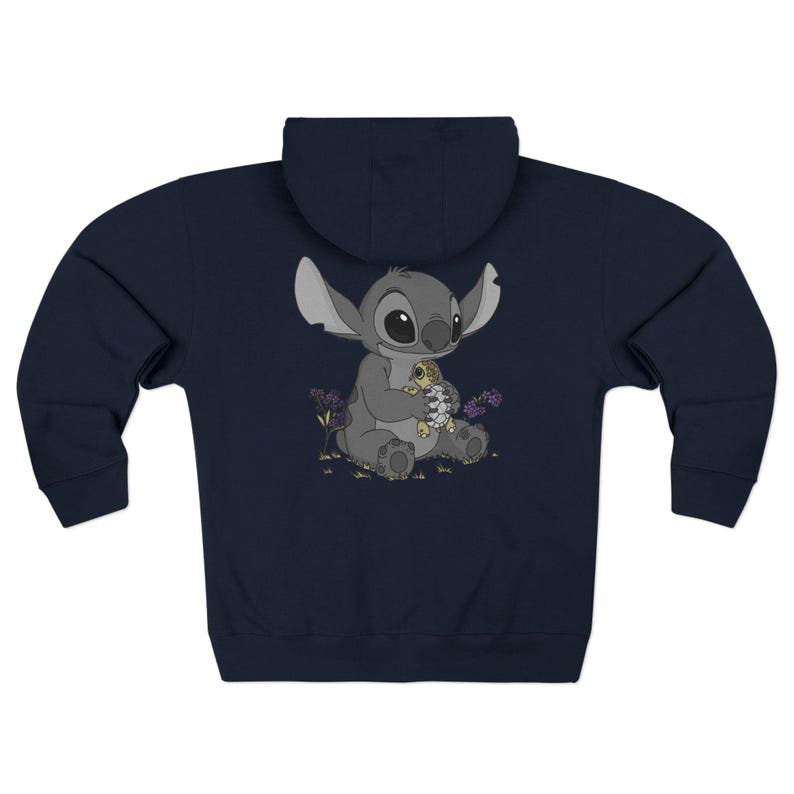 Ohana Stitch Tortoise Unisex Zip Hoodie, Forget Me Not Flower Design, Family Sweatshirt, Cute Hooded Jacket, Unique Gift, Stitch Lover image 11