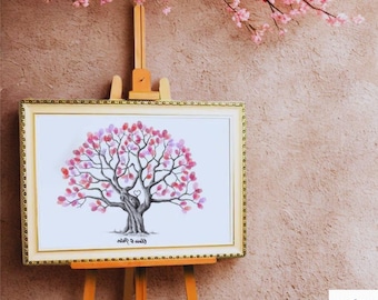 Árbol de huellas dactilares para el libro de visitas del día de la boda