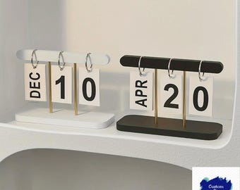 Calendario de escritorio nórdico con giro de página • Calendario minimalista diario • Decoración moderna de oficina • Accesorio para el espacio de trabajo en casa
