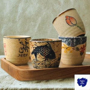 Japanese Ceramic Sake Cups • Rustic Pottery Tea Cups