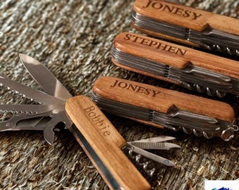 Navaja multiherramienta de madera personalizada