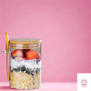 Airtight Glass Jars with Bamboo Lids & Spoon –Eco-Friendly Pantry, Spice, Tea, Coffee Storage