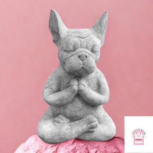 Meditating Bulldog Statue -Garden Decor, Zen Dog Figurine- French Bulldog Sculpture for Home or Outdoor Patio