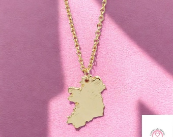 Irland Karte Halskette Gold - Irish Country Anhänger Halskette, Irland Schmuck Geschenk, Celtic Pride Halskette, Reise-Liebhaber-Geschenk für Sie