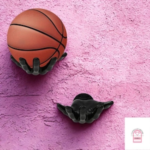 Hand‑Shaped Wall Ball Holder – Basketball & Soccer Display Rack