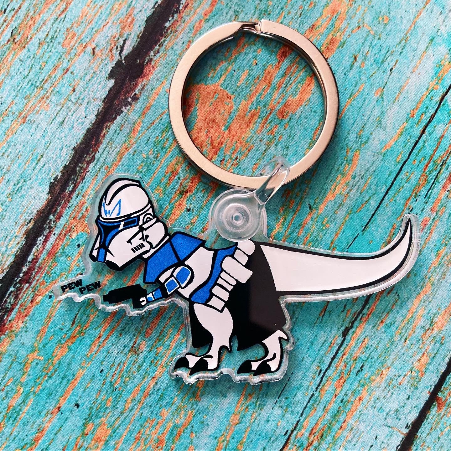Captain T Rex Plastic Keychain - Etsy