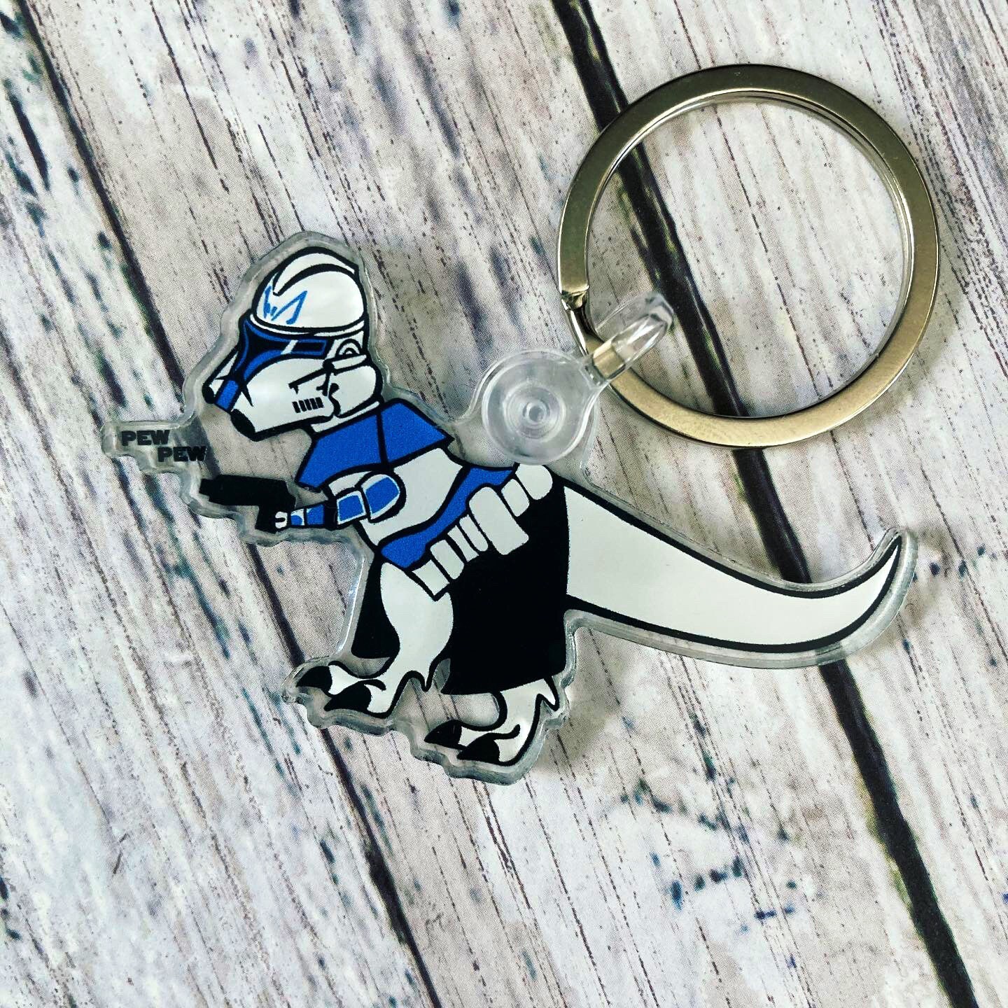 Captain T Rex Plastic Keychain - Etsy