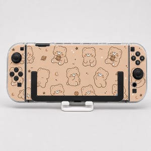 Anpassat Cosmic Bear-kakfodral för Switch, OLED, Lite och Switch 2, genomskinligt hårt skal, sött kawaii rymdkonsolskinn