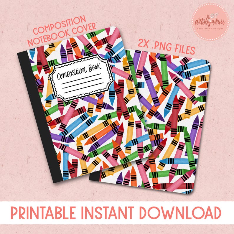 Printable Composition Notebook Cover PNG Instant Download Back to ...