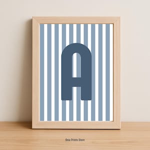 Personalized Initial Print | Initial Name Print | Letter Print Wall Art | Nursery Decor | Custom Initial Name | Striped Pattern | Stripes