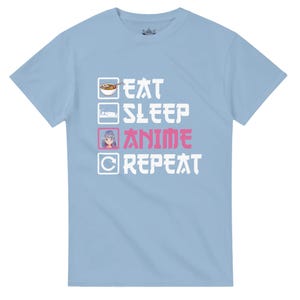 Eat Sleep Anime Repeat T-Shirt – Heavyweight Cotton, Classic Fit, Casual Wear