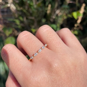 Marquise Eternity Ring, Marquise Wedding Band, 14k Gold half Eternity Matching Band, VVS1 Moissanite Marquise Diamond Ring Anniversary Gift.