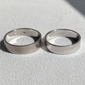 14K Gold 5mm Cigar Wedding Band, Flat Cigar Band Ring for Women, 5mm width Gold Band, Flat Marriage Ring for Her, Thick Gold Band for Her.