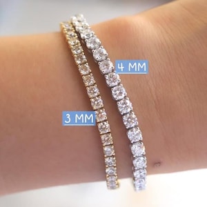 3-4 MM Moissanite Tennisarmband 925 Sterling Silber D-VVS1 Tennisarmband besteht Diamanttester, GRA-zertifiziertes Diamanttennisarmband.