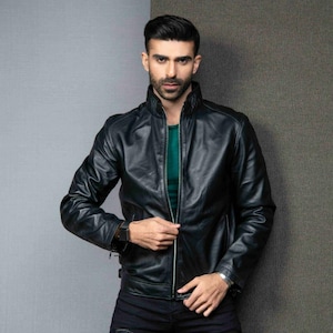Men’s Black Leather Jacket | Classic Biker Style Slim Fit Outerwear