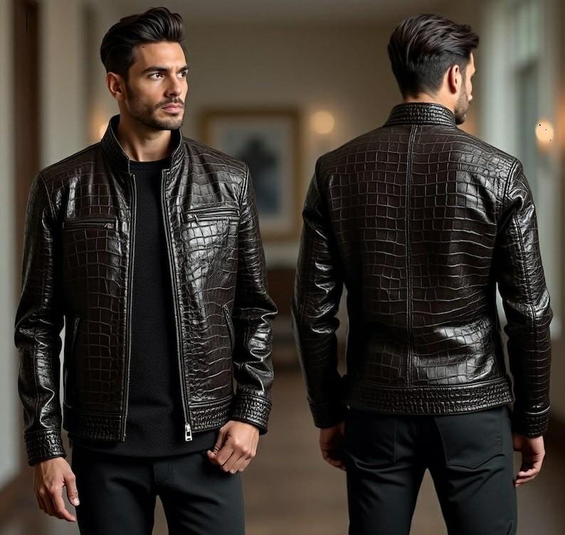 Crocodile Genuine Custom Leather Jacket Trending Jacket - Etsy