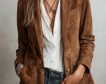 Retro Contrast Stitching Eco-friendly Suede Jacket