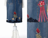 SHIP NOW, Skirt Fashion, Handmade Chic Embroidered Skirt, Denim Skirt