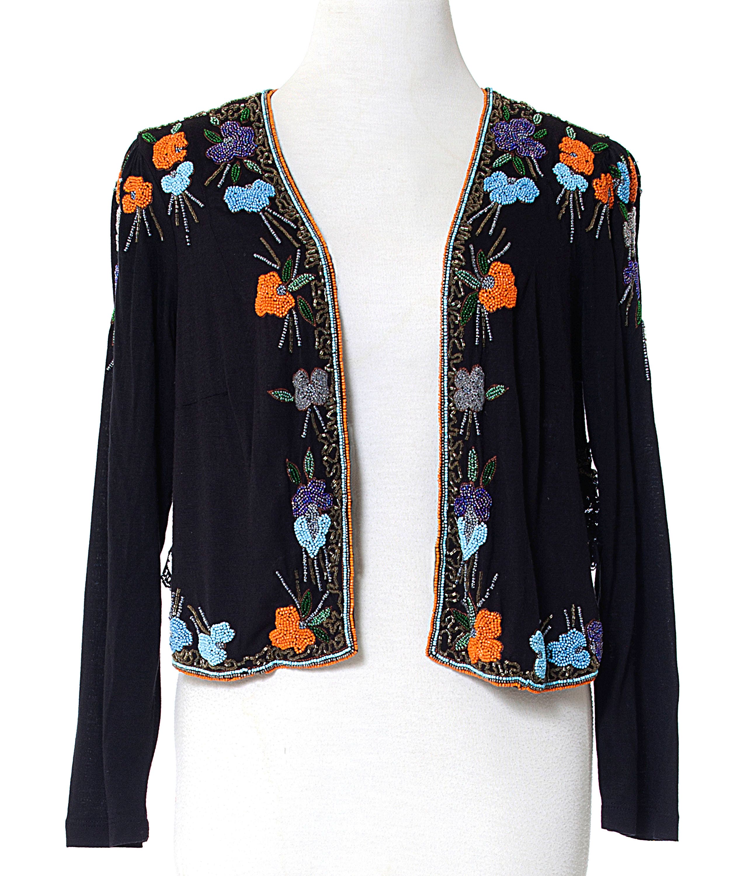 Embroidered Flowers Jacket Embroidered Beads Black Jacket Etsy