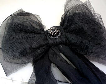 Costume belt tulle, Black tulle obi Belt Sash, Extra long women's accessories
