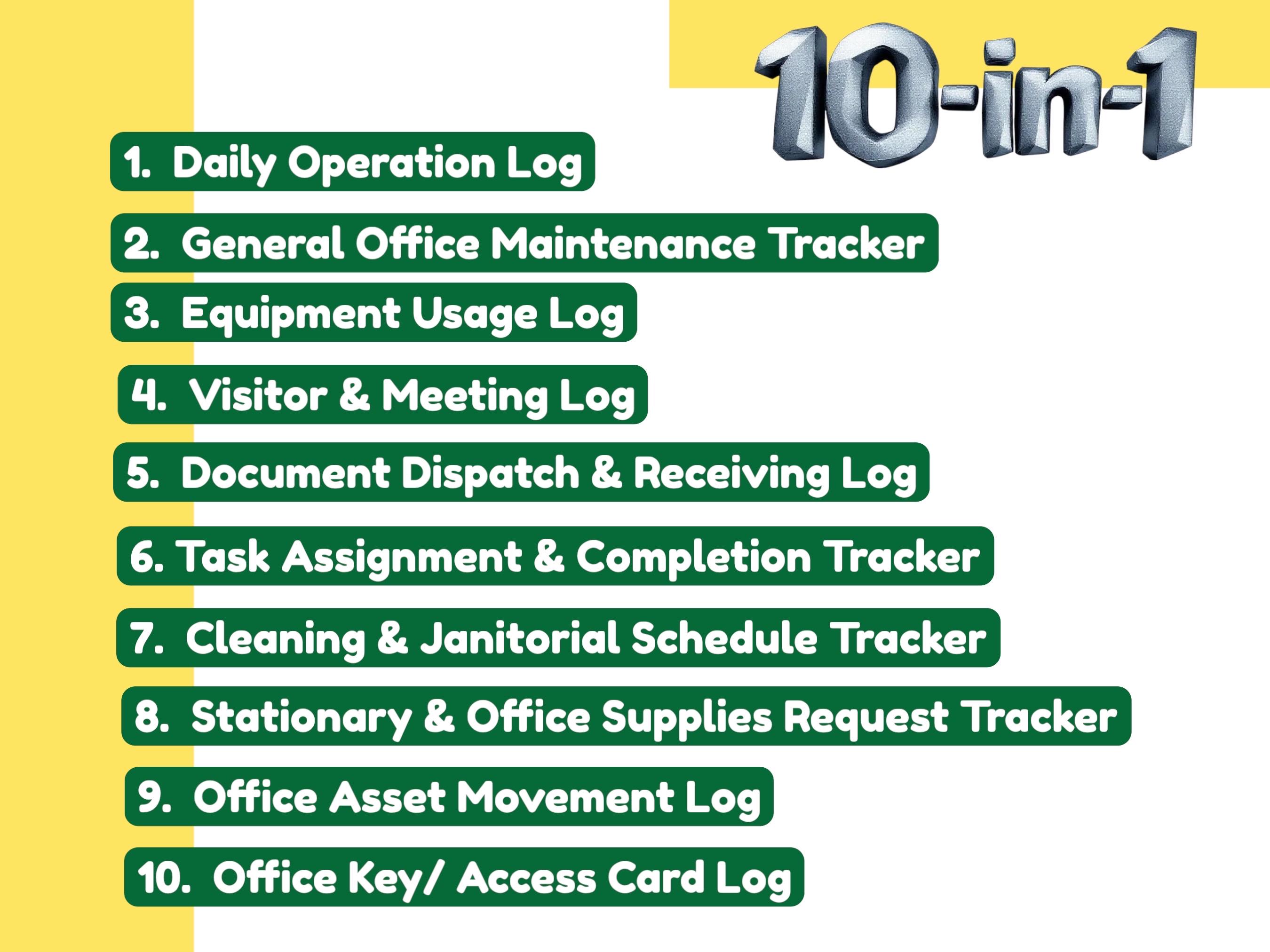 Office Management Logbook & Tracker Templates: Editable Google Sheets ...