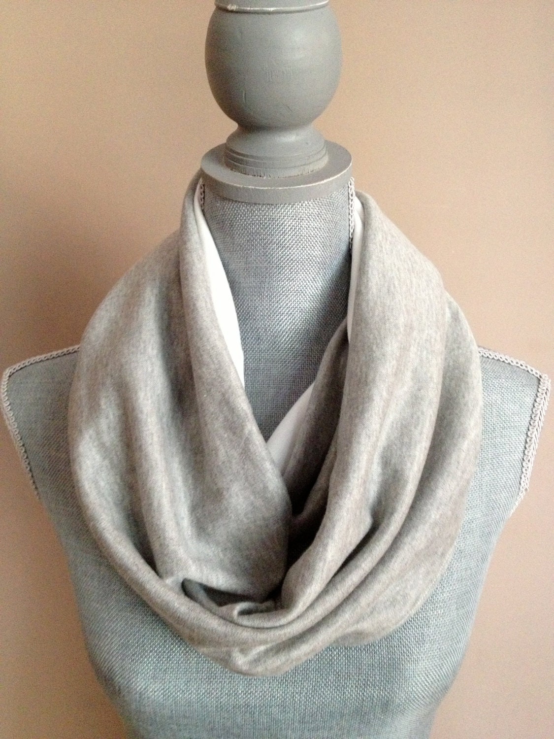 Infinity Scarf with Hidden Pocket Reversible Knit Grey and | Etsy