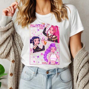 Kpop Demon Hunters Shirt, Huntrix Girl T-Shirt, Mira, Rumi, Joey Shirt,Demon Hunter Merch, Gift for Huntrix fan Shirt, Kpop idol group Shirt