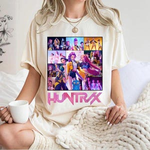 Camiseta Kpop Demon Hunters, Camiseta Huntrix Girl, Produtos Demon Hunter, Presente para fã de Huntrix, Camiseta Mira, Rumi, Joey, Camiseta de grupo ídolo Kpop