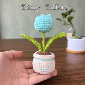 Crochet Flower Pattern, Tiny Tulip Pot Crochet Pattern, Tulip Crochet Pattern, Crochet Tiny Tulip pot Pattern, Funny Crochet