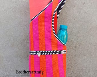 Strip Print Tote Yoga Mat Bag |Cotton Quilted  Multi-Purpose Carry