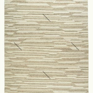 Getextureerd beige en lichtbruin gestreept vloerkleed handgeknoopt wollen vloerkleed minimalistisch vloerkleed voor woonkamer slaapkamer kinderkamer| Aangepast formaat vloerkleed: 9 x 12 inch