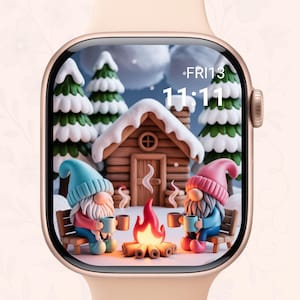 Kawaii Winter Gnome Apple Watch Wallpaper,Gnome Watch Face,Cute Digital Download