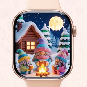 Kawaii Winter Gnome Apple Watch Wallpaper,Gnome Watch Face,Cute Digital Download