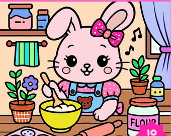 Coloring Pages for Kids,Kawaii Bunny | Fun Animal Crafts (PDF)