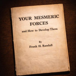 May include: An open book with the title "YOUR MESMERIC FORCES" and the subtitle "and How to Develop Them" by Frank H. Randall. The book has a worn, aged appearance with a light tan cover and black text.