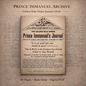 Prins Immanuels dagbok 1918 PDF – Gyllene regelordens arkiv, tidigt socialt nätverkssystem, ockult korrespondensklubb, sällsynt dokument