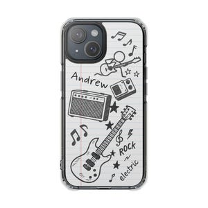 Rock Star Personalized iPhone 15 Case, MagSafe compatible, Custom Phone Cover, Music Lover Gift, Clear Impact Case, Birthday Gift