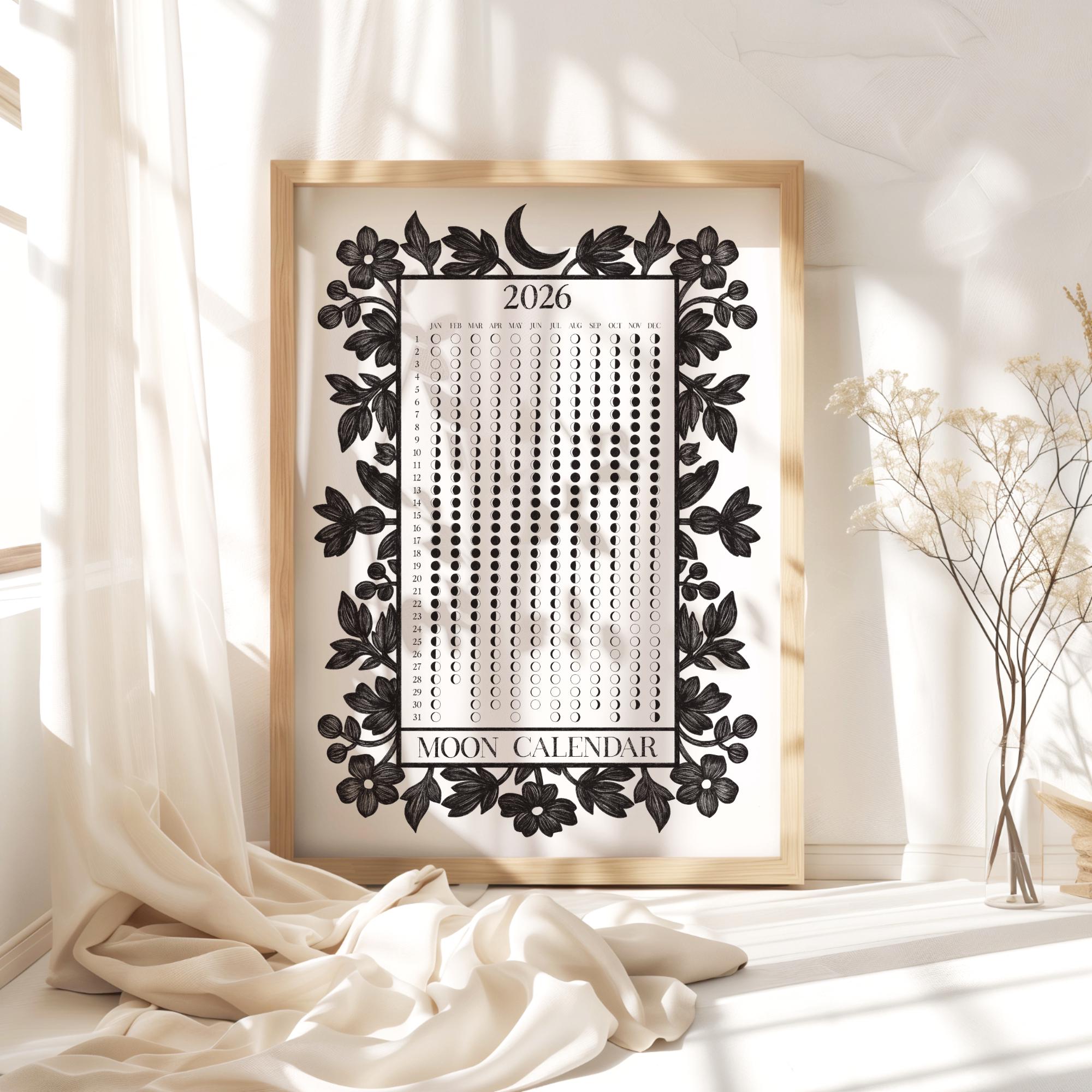 Calendrier Mural 2025-2026 - Format 37x29 Cm - Design Minimaliste Noir Et Beige