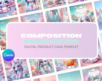 Printable Composition Book Covers / Print-Ready - Canvas, GoodNotes, KDP Friendly. Editable Notebook Cover PNG-Digital Supply.