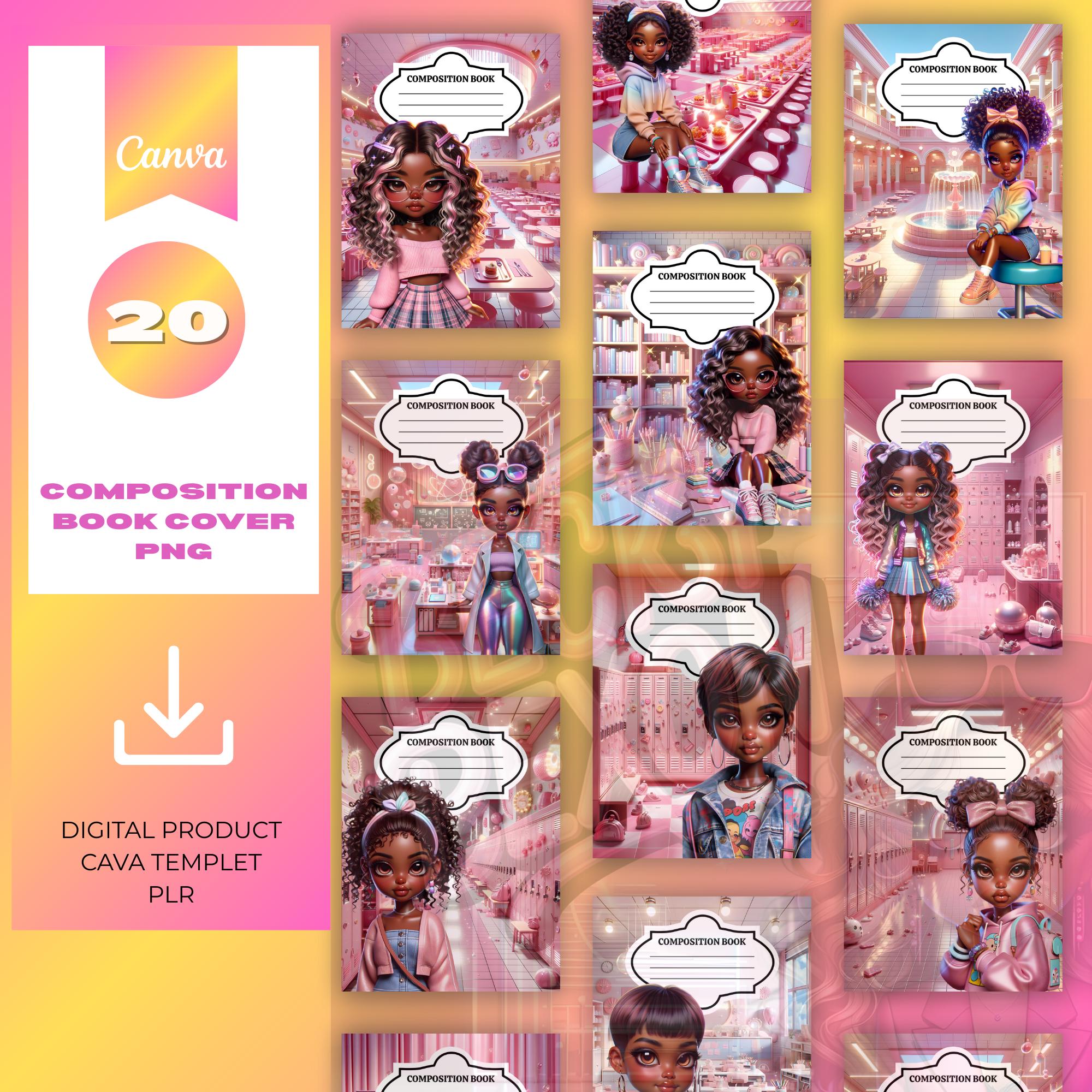 Pink Chibi Notebook Cover Templates: Printable KDP & PLR (canva Digital ...