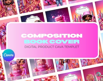 Printable Composition Book Covers / Print-Ready - Canvas, GoodNotes, KDP Friendly. Editable Notebook Cover PNG-Digital Supply.