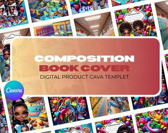 Back-to-School Composition Book Covers | 11 Fun & Colorful Chibi Designs | Printable + PLR | KDP Ready