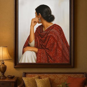 Desi Red Shawl Art Print: Pakistani Bridal Illustration (Digital Download)